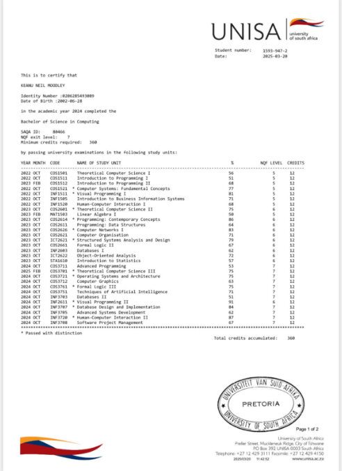 UNISA Academic Progress